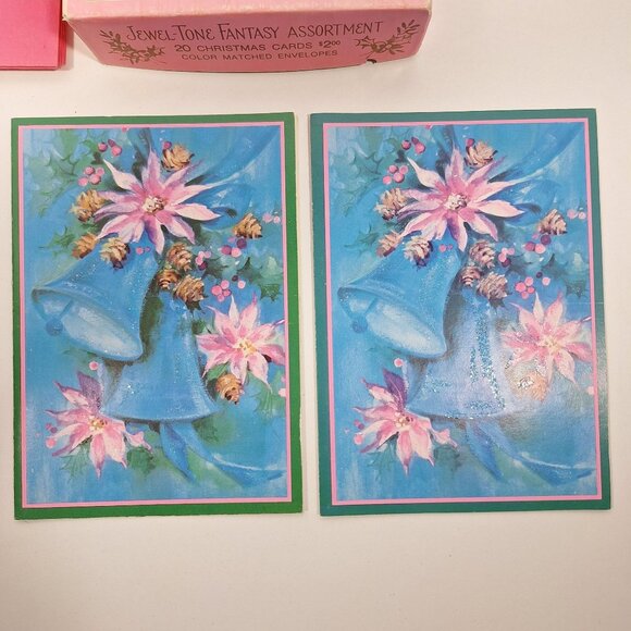 7 Jewel Tone Fantasy Christmas Card MCM 4 Vintage Glitter Quality Crest READ - Picture 4 of 16